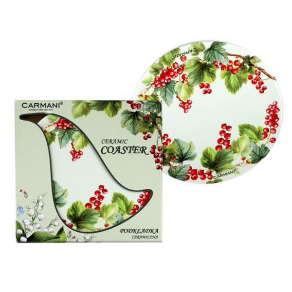Coaster din ceramica Coacaze rosii 20 cm Carmani 0226020