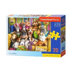 Puzzle de 70 de piese cu Playful Pets Dimensiuni puzzle 49×29 cm Recomandat pentru persoanele cu varste peste 5 ani