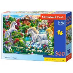 Puzzle de 300 de piese cu Unicorn Garden Dimensiuni cutie 325×225×5cm Dimensiune puzzle 40×29cm Pentru cei cu varste de peste 8 ani