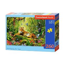 Puzzle de 260 piese cu His Majesty the Tiger Dimensiunea cutiei 245×175×37 cm Dimensiunea puzzle-ului 32×23 cm Recomadat pentru varste de la 8 ani
