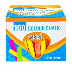 Set 100 bucati creta colorata - descriere produsCreata colorata este foarte utila pentru sala de clasa Cutia de 100 bucati ofera acest produs la pret avantajos este special creata pentru scoala genereaza putin praf in timpul utilizarii si se sterge usor cu buretele umed Este un produs natural reteta noua carbonat de calciu Contine 5 culori albastru verde rosu portocaliu si galbenCaracteristici creta colorata 100 bucati pe cutie 