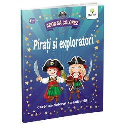 Descopera lumea piratilor exploratorilor si aventurierilor Coloreaza si rezolva activitatile din aceasta carte împreuna cu personajele amuzante ca sa-ti dezvolti atentia si imaginatia Aventura te asteapta