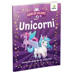 Descopera lumea magica a unicornilor Coloreaza si rezolva activitatile din aceasta carte împreuna cu personajele amuzante ca sa-ti dezvolti atentia si imaginatia Aventura te asteapta