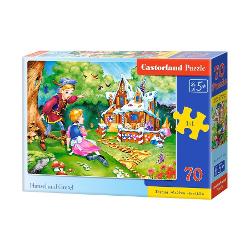 Puzzle de 70 de piese cu Hansel and Gretel Dimensiuni puzzle 49×29 cm Recomandat pentru persoanele cu varste peste 5 ani