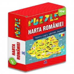Acest puzzle con&539;ine 104 piese înf&259;&539;i&537;ând harta României &537;i îi ajut&259; pe copii s&259; studieze geografia &537;i s&259; înve&539;e despre principalele obiective turistice ale &539;&259;riiAtunci când o pies&259; se potrive&537;te perfect cu o alt&259; pies&259; o nou&259; lume prinde via&539;&259; în mâinile copiilor iar acest lucru îi face pe cei mici s&259; fie din ce în ce mai 