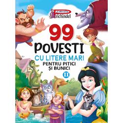 99 povesti cu literea mari pentru pitici si bunicivol II este o antologie de pove&537;ti pentru copii Ilustrate in mod unic &537;i scrise într-un limbaj simplu aceste pove&537;ti îl vor duce pe tân&259;rul cititor în locuri magice unde el va explora o lume a imagina&539;iei &537;i a fantezieiCarte ilustrata cu 56 de pagini