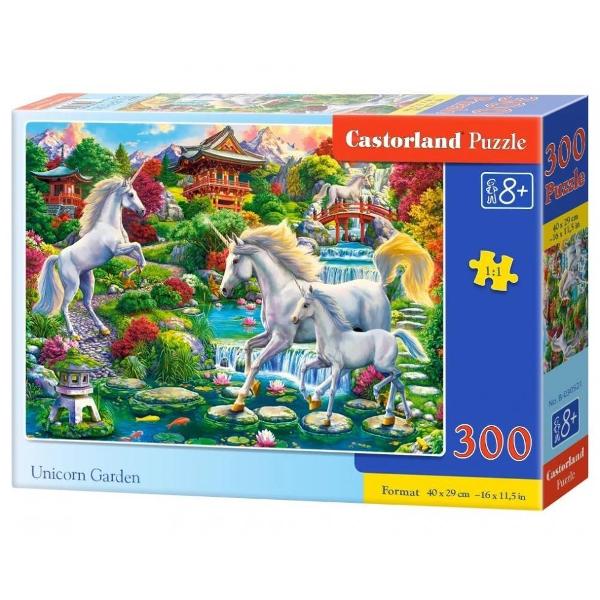 Puzzle de 300 de piese cu Unicorn Garden Dimensiuni cutie 325×225×5cm Dimensiune puzzle 40×29cm Pentru cei cu varste de peste 8 ani