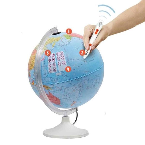 Glob iluminat 20 vine cu un stilou vorbitor care va ofera o multime de informatii in 6 limbi diferite
