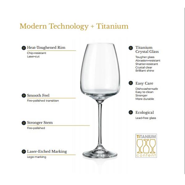 Set 6 pahare vin alb Bohemia Crystalite model Fregata 185ml cu Titanium