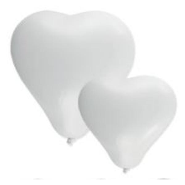Set 6 baloane albe in forma de inima Baloane nu sunt umflate