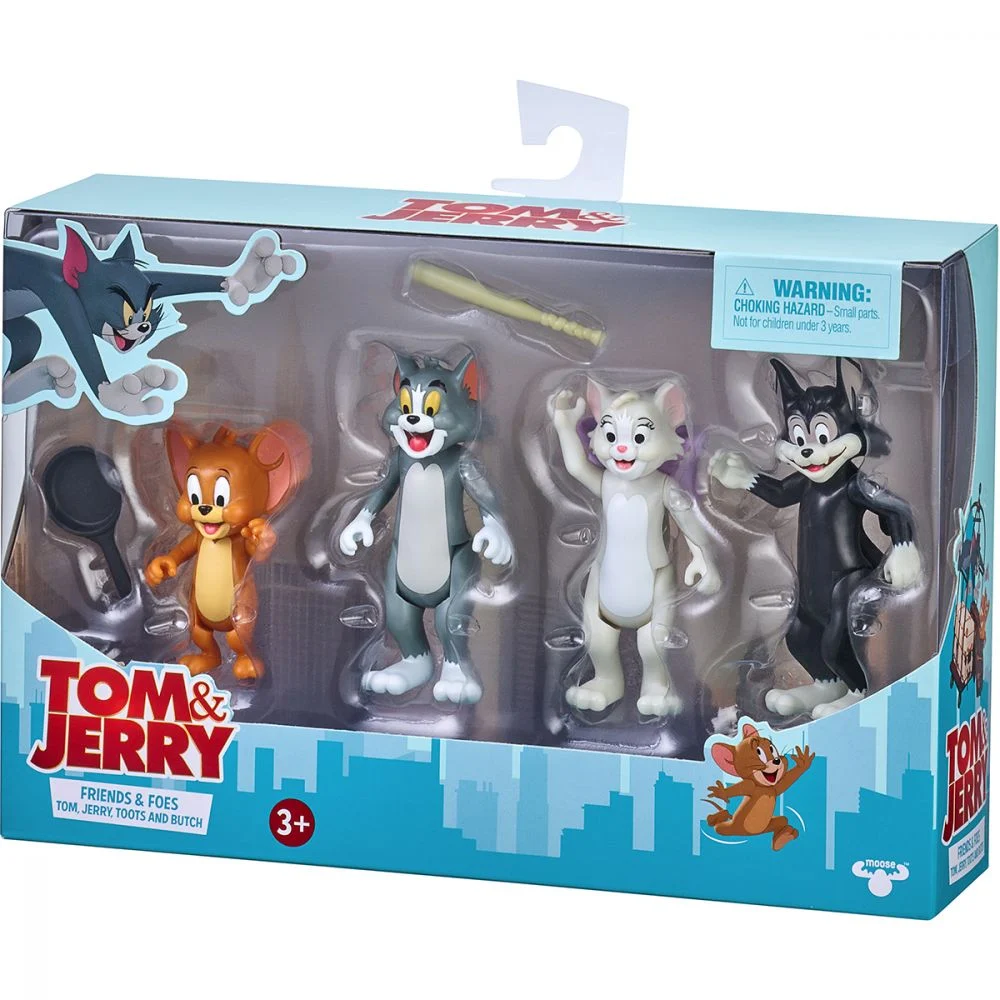  Brand Tom and JerryCuloare MulticolorPentru Baieti FeteVarsta 3 - 4 ani 4 - 5 ani 5 - 6 ani 6 - 7 ani 7 - 8 aniGTIN 630996144589 Recreeaza cateva dintre scenele tale preferate din filmul Tom and JerryPachetul contine- 4x figurine Tom Jerry Toots Butch- 2x 