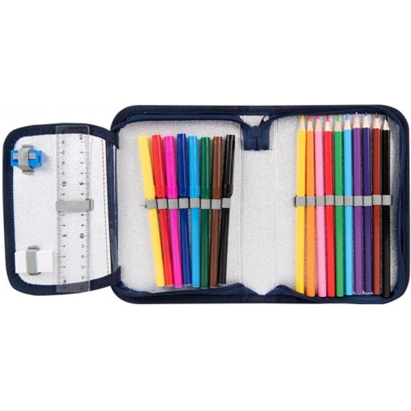 Penar Strigo echipat cu rechizite echipat cu guma de sters carioci creioane colorate rigla ascutitoareAdâncime 4 cmDimensiuniL x h 13 cm x 20 cmGreutatekg 025