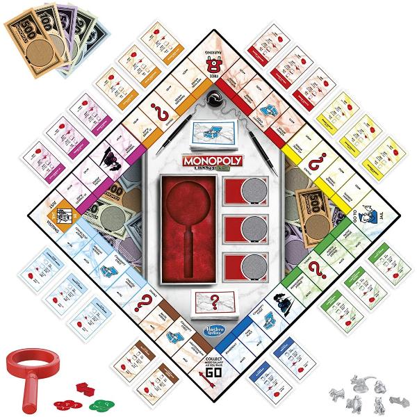 Jocul Monopoly Crooked Cash prezinta un joc clasic Monopoly cu o intorsatura Mr Monopoly Decoder ii ajuta pe jucatori sa gaseasca falsuriInclude decodor atunci cand un jucator plateste pentru ceva adversarii pot folosi decodorul pentru a vedea daca au folosit bani falsi Va dezvalui tipare ascunse pentru a determina daca este real Daca este fals puteti pastra baniiCarduri de oportunitate fii atent Cardurile pot fi si ele false Un jucator a folosit o carte de oportunitate pentru a 