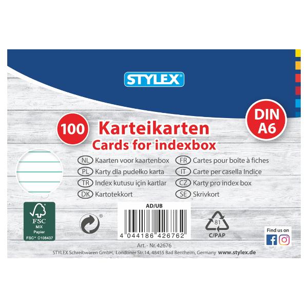 Set 100 index card Stylex  A6 42676