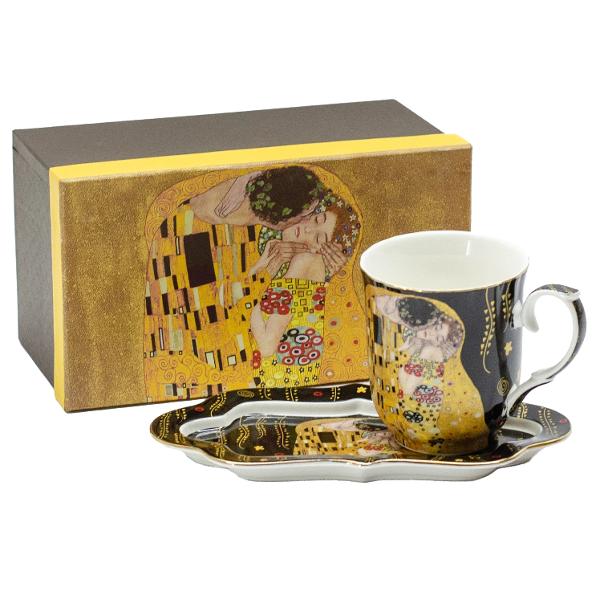 Set de cana si farfurie Klimt - KissDimensiuniCana 9x10 cm farfurie 12x22 cm