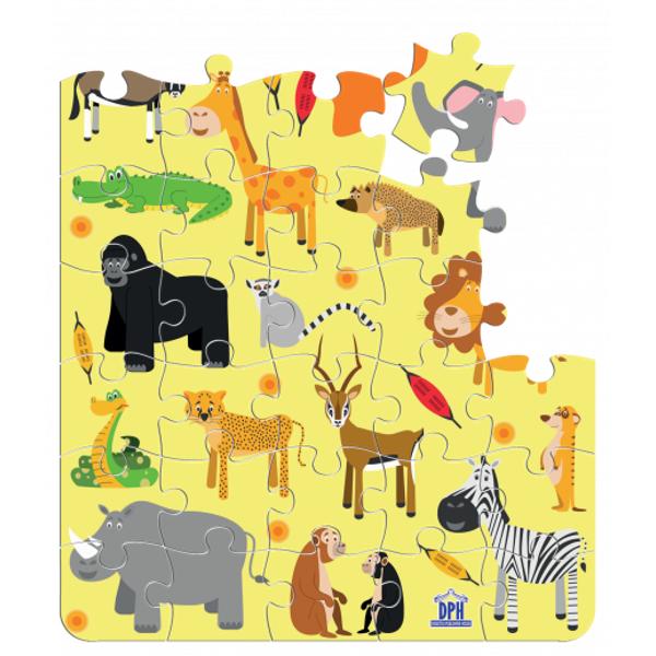 Animale din Africa – Puzzle este recomandat tuturor copiilor cu vârsta peste 3 aniAcest puzzle con&539;ine 40 de piese &537;i îi face pe copii s&259; observe &537;i s&259; înve&539;e animale din Africa Girafa elefantul leul zebra rinocerul sau hipopotamul sunt doar câteva dintre animalele care îl vor surprinde pe cel mic &537;i îl vor face s&259; le descopere Atunci când o pies&259; se potrive&537;te perfect cu o 