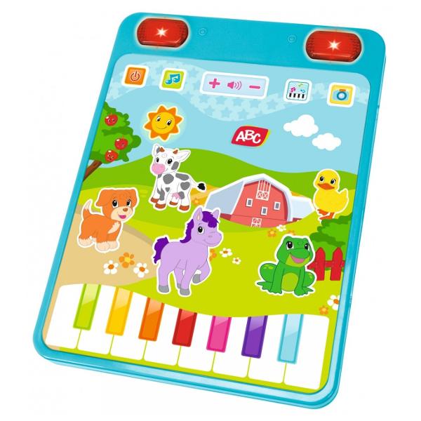 Exploreaza lumea intr-un mod jucaus cu ABC Fun TabletTableta ABC reda 20 de melodii precum si 15 sunete de animale si de pian Tableta are functii de iluminare pentru a ajuta la dezvoltarea simturilorVarsta recomandata 1 an