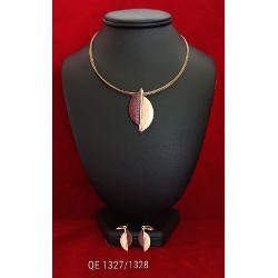Set de colier si cercei zamac aurit aur roz 42 7cm qe1327 1328