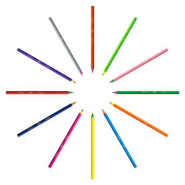 Gama de produse BIC Kids ofera instrumente de colorat special concepute pentru a fi usor de folosit de catre copii Creioanele colorate BIC Kids Evolution Circus sunt creioane in nuante vibrante si cu un strop de coloare pe varf dezvoltate pentru a obtine orice combinatie de cukoare la care se gandeste un copil O parada de nuante ai putea spune Culorile lor pigmentate intens sunt ultra-durabile si usor de ascutit pentru o calitate superioara de fiecare data Fabricate la fabricile BIC din 