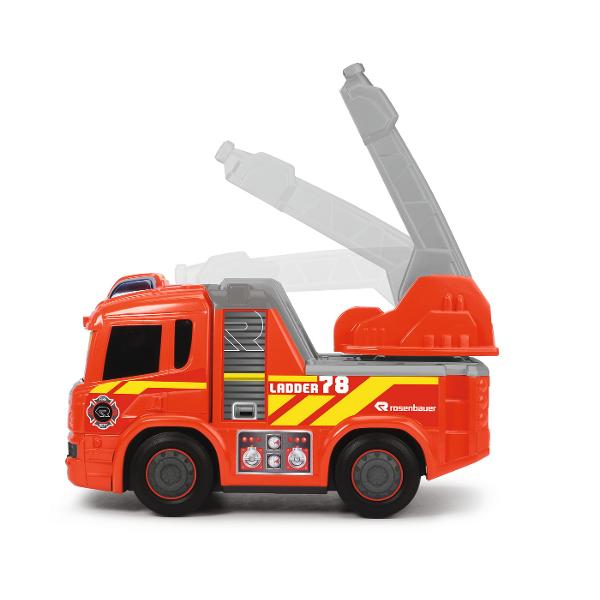 Masina de pompieri motorizata se poate deplasa inainteinapoi cu sunet si lumini si parti mobile Lungime 25 cm Scara care se misca 