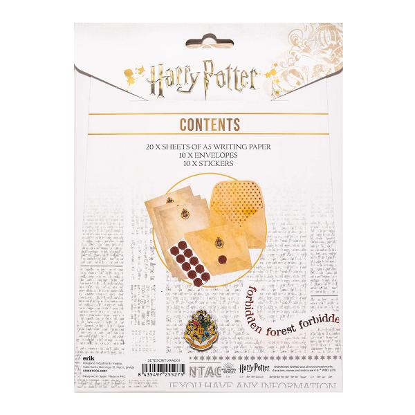 Set pentru scrisori Harry Potter hartie A5 cu sigiliu 20 Coli 10 Plicuri si 10 sigilii Setul Harry Potter cu sigle Hogwarts contine 20 de coli de hartie A5 10 plicuri si 10 autocolante sigilate in cearaAcest set poate fi ideea ideala de cadou pentru fiecare fan Harry Potter