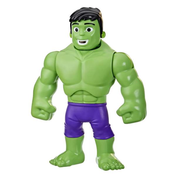 Simte PUTEREA cu figurina Hulk inspirata din serialul Paienjenelul Marvel si prietenii lui uimitori de pe canalul Disney Junior Expresiile faciale ale acestei figurine cu articulatii mobile de 25 de cm se schimba de la bucurie la manie cand o apasati pe cap Cand Hulk se infurie el trebuie sa-si descarce emotiile Figurina Hulk poate dobori accesoriul inclus un zid de caramizi Capul si bratele figurinei Hulk se misca astfel incat prescolarii pot sa-l plaseze in posturi de actiune 