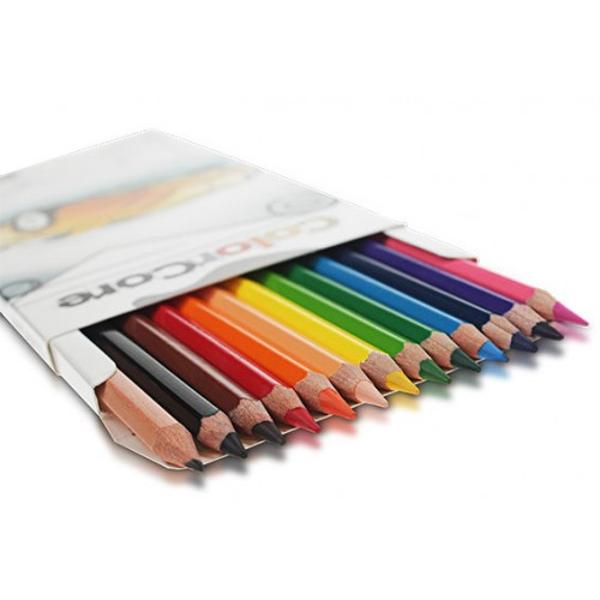 Creioane colorateSet 12 culoriDiametru grif 40mm  Setul mai este completat cu creion grafit cu duritatea HB si diametrul 22mmNu sunt recomandate copiilor cu virsta sub 3 ani 