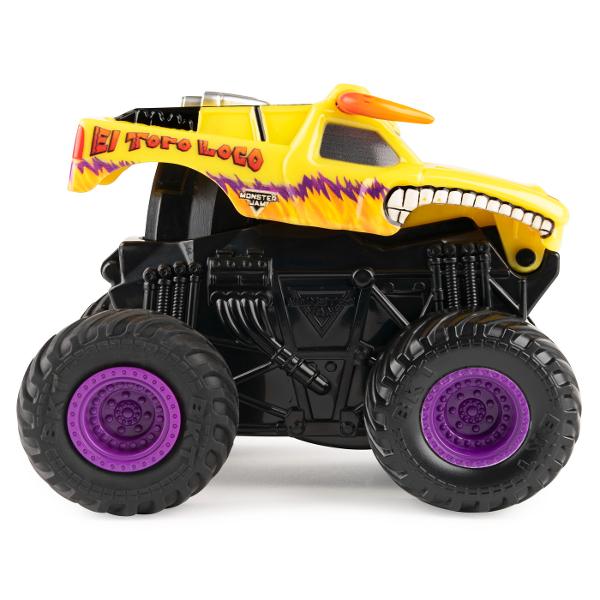 Masinile oficiale ale spectacolului Monster Jam Este prezentata o serie de vehicule Spin Rippers Monster Jam Vehiculele hiper detaliate si decorate seamana cu eroii spectacolului Vehiculele au un aspect agresiv si suspensii pentru actiune plina de cascadorii Introduceti ripcordul inclus in spate scoateti-l si lansati-l Cand trageti cablul afara camionul isi va dezlantui puterea rasucindu-se mereu Puneti cablul inapoi si eliberati puterea Click & Flip din nou si din nou - este 