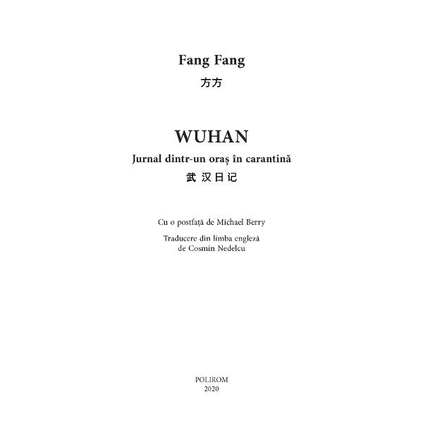 Wuhan Jurnal dintr-un ora&537; în carantin&259;În stocO m&259;rturie tulbur&259;toare din timpul epidemiei de COVID-19 datorat&259; uneia dintre cele mai importante scriitoare contemporane din ChinaCu o postfa&539;&259; de Michael BerryTraducere din 