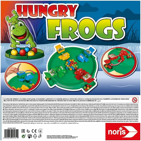 Joc Noris Hungry Frogs este recomandat pentru copii de la 4 aniDetalii Joc Noris Hungry FrogsCaracteristiciCare broasca prinde cele mai colorate bile din mijlocul iazuluiPrin apasarea unei clapete broastele sar inainte si fiecare jucator incearca sa apuce cat mai multe bile cu broasca saCastiga cel care are cele mai multe bile la finalSet compus din iaz 4 broaste 24 bile colorateNumar jucatori 2-4Varsta recomandata 4 ani br 